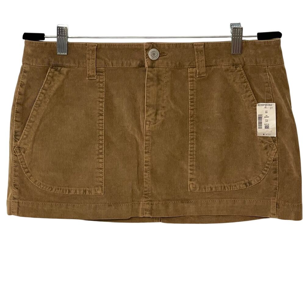 Aeropostale Mini Skirt 11/12 Corduroy Brown Patch Pockets Collegiate NWT